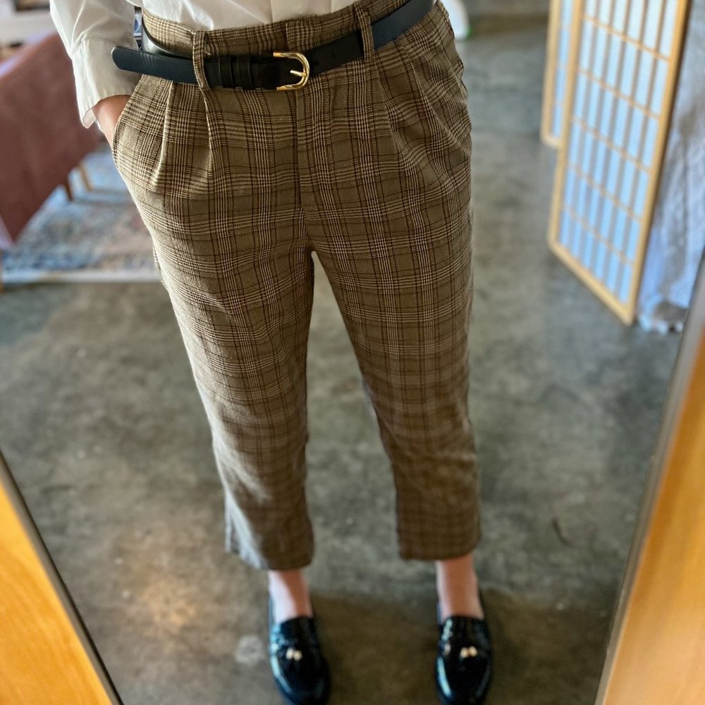SHEIN Plaid Zip Pants